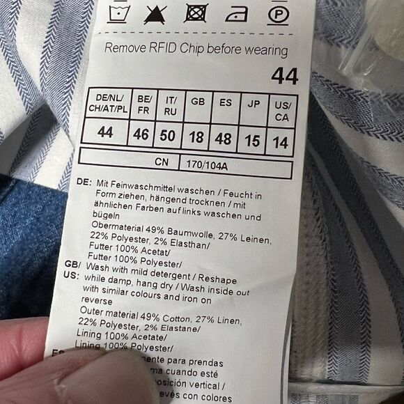 NWOT Gerry Weber Coastal Stripe Langarm Linen Blend suit jacket Sz 44 Womens 14 - Picture 6 of 7